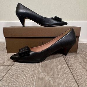 Paolo Perdue Classic Black Kitten Heels with Bow Accent Size 6 1/2